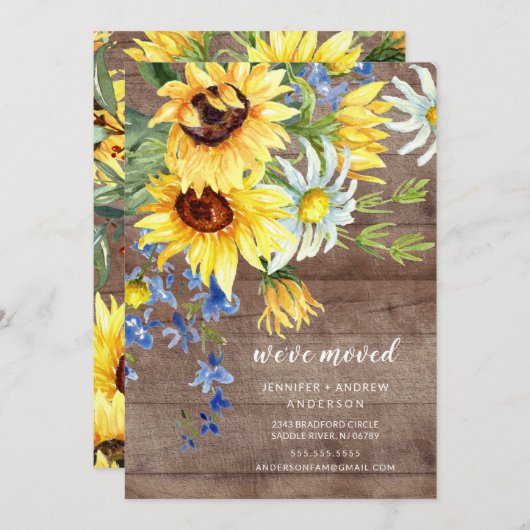 カントリー・ヒマワリー花束の動き発表 招待状 (正面/裏面)