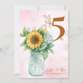 カントリー・ヒマワリ結婚ー・メイソンのテーブル番号 サンキューカード (正面)