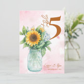 カントリー・ヒマワリ結婚ー・メイソンのテーブル番号 サンキューカード (スタンド正面)