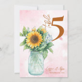 カントリー・ヒマワリ結婚ー・メイソンのテーブル番号 サンキューカード (裏面)