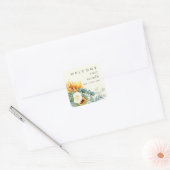 カントリー・ヒマワリ |ライトイエロー結婚の歓迎 スクエアシール (封筒)