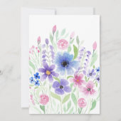 カントリー ピンク パープル フラワーズ ウォーターカラー キンセアニエラ 招待状 (裏面)