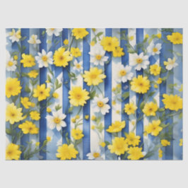 カントリー ファームハウス 青 白 黄ばむ 花々 薄葉紙
