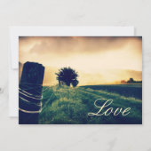 カントリー フィールド フェンス ポスト ウェディング レセプション 招待状 (裏面)