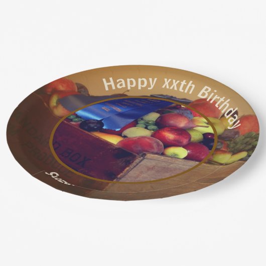 カントリー・フェアパーソナライズされたフルーツ誕生日パーティー ペーパープレート (アングル)