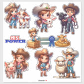 カントリー・フェア家畜ショー小さな女性のカーボーイ シール (シート)