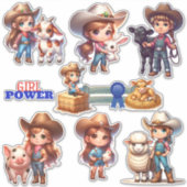 カントリー・フェア家畜ショー小さな女性のカーボーイ シール (正面)