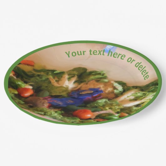 カントリー・フェア野菜アートパーソナライズされたパーティー ペーパープレート (アングル)