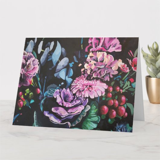 カントリー フラワル 折りたたみ グリーティング カード (小さな植物)