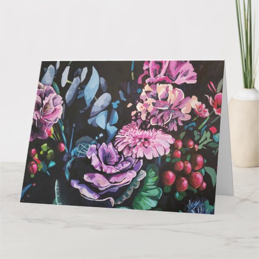 カントリー フラワーの折りたたみ式グリーティング カード (正面)