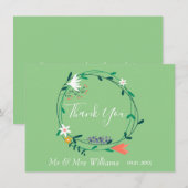 カントリー フラワーリース 緑の感謝カード サンキューカード (正面/裏面)