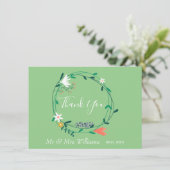 カントリー フラワーリース 緑の花の感謝カード サンキューカード (スタンド正面)