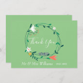 カントリー フラワーリース 緑の花 ありがとうございます サンキューカード (正面/裏面)