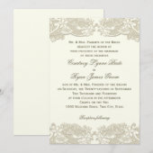 カントリー フローラル ヴィンテージ レース デザイン ウェディング 招待状 (正面/裏面)