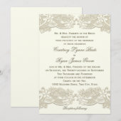 カントリー フローラル ヴィンテージ レース デザイン ウェディング 招待状 (正面/裏面)