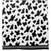 カントリー・ブラック&ホワイトの牛の皮膚のパターンとストライプ シャワーカーテン (正面)