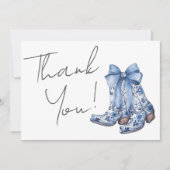 カントリー ブルー ボウ カウボーイ ブライダル シャワー サンキューカード (正面)