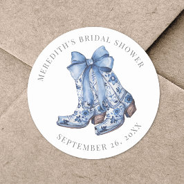 カントリー ブルー リボン コウボーイ ブライズ シャワー ラウンドシール
