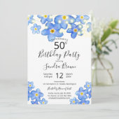 カントリー ブルー ワスレナグサ 誕生日パーティー 招待状 (スタンド正面)