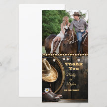 カントリー ブーツ ハット & バーンウッド フォト サンクス カード