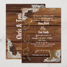 カントリー ブーツ＆レースのウェディング招待状