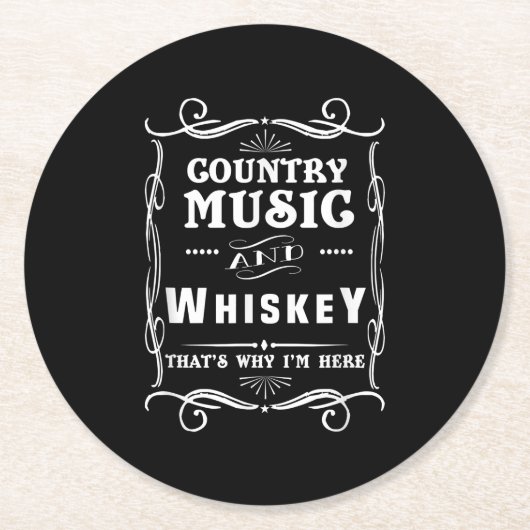 カントリー・ミュージックとウイスキーが私の居場所 ラウンドペーパーコースター (正面)