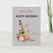 カントリー・ミュージックのハッピーバースデーカード。編集可能 カード (正面)