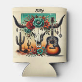 カントリー・ミュージック・ギター・スカルの牛サボテン 缶クーラー (裏面)