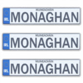 カントリー モナハン アイリッシュ レジ プレート デカール ステッカー x 3 (正面)