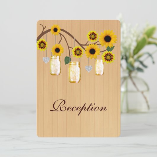 カントリー ラスティック イエロー メイソンジャー レセプション カード 招待状 (スタンド正面)