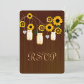 カントリー ラスティック イエロー メイソンジャー 返信カード 招待状 (スタンド正面)