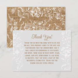 カントリー ラスティック バルーンとレースの感謝 結婚式 エンクロージャーカード