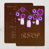 カントリー ラスティック パープル メイソンジャー 返信カード 招待状 (正面/裏面)