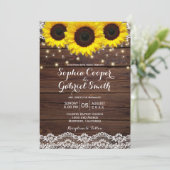 カントリー ラスティック ヒマワリ レース | ウェディング ウッド 招待状 (スタンド正面)