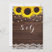 カントリー ラスティック ヒマワリ レース | ウェディング ウッド 招待状 (裏面)