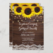 カントリー ラスティック ヒマワリ レース | ウェディング ウッド 招待状 (正面/裏面)
