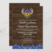 カントリー ラスティック フラワー アントラー ウェディング 招待状 (正面/裏面)