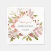 カントリー ラスティック ブラッシュ グリーン ワイルドフラワーズ 水彩画 スタンダードカクテルナプキン (正面)