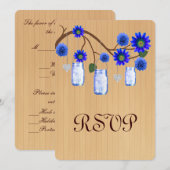 カントリー ラスティック ブルー メイソンジャー 返信カード 招待状 (正面/裏面)