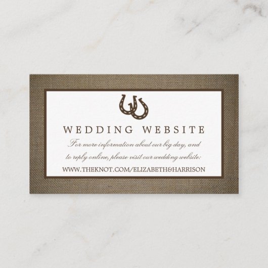 カントリー ラスティック ホースシュー オン バーラップ ウェディング エンクロージャーカード (正面)