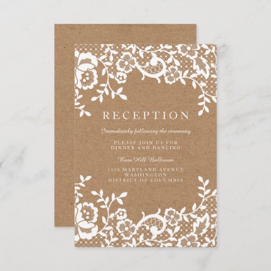 カントリー ラスティック レース ウェディング レセプション エンクロージャーカード (正面/裏面)