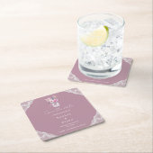 カントリー ラック メイソンジャー ピンク Save the Date スクエアペーパーコースター (インサイチュ)