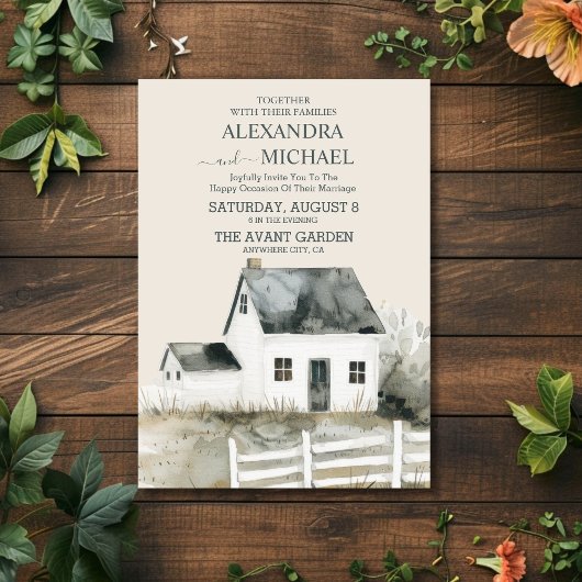 カントリー ランチ ファーム バーン ウェディング インビテーション