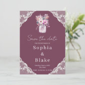 カントリー・レース・メイソン・ジャー・ブルゴーニュ日付を保存 招待状 (スタンド正面)