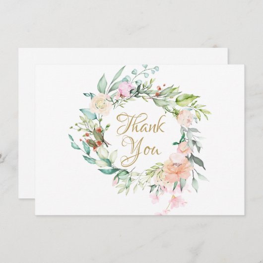 カントリー ローズ フラワーリース サンクスカード サンキューカード (正面/裏面)