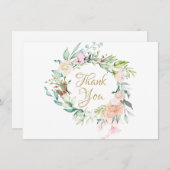カントリー ローズ フローラル ガーランド サンクス サンキューカード (正面/裏面)