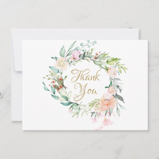 カントリー ローズ フローラル ガーランド サンクス サンキューカード (正面)