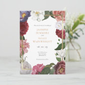 カントリー ローズ フローラル フェイク ゴールド フォイル セーブ ザ デート 招待状 (スタンド正面)