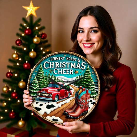 カントリー・ロードのクリスマス・チアー ラージ壁時計