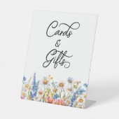 カントリー・ワイルドフラワーウェディングカードとギフトテーブル 台座サイン (正面)